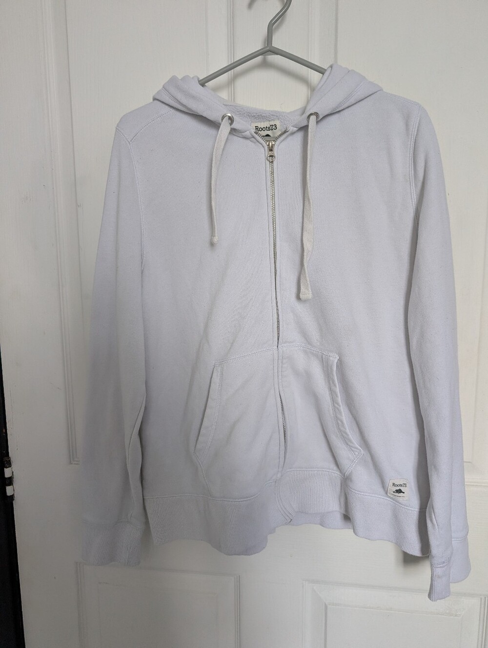 Roots White Zip-Up Hoodie for Women
